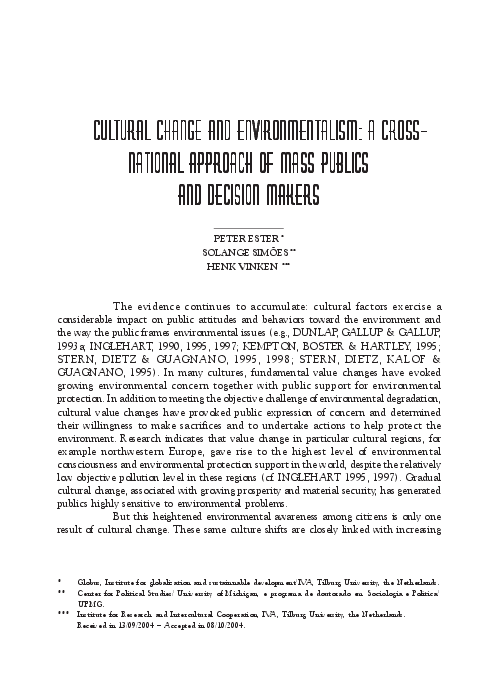 (PDF) Cultural change and environmentalism: a cross-national approach ...