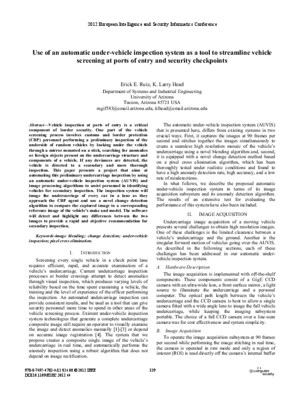 (PDF) Use of an Automatic Under-Vehicle Inspection System as a Tool to ...