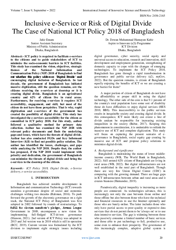 (PDF) Inclusive e-Service or Risk of Digital Divide The Case of ...