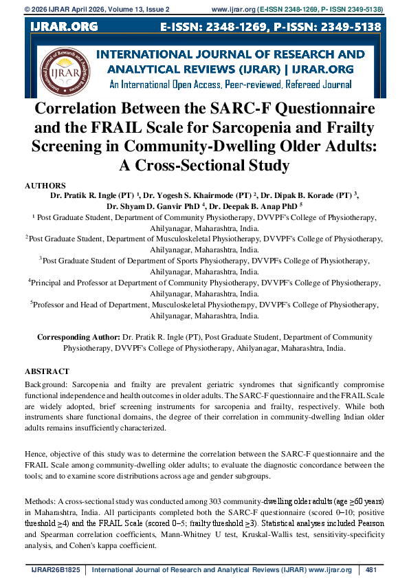 (PDF) Correlation Between the SARC-F Questionnaire and the FRAIL Scale ...