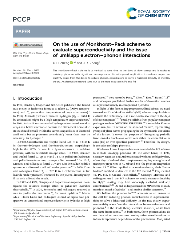 (PDF) On the use of Monkhorst–Pack scheme to evaluate superconductivity ...