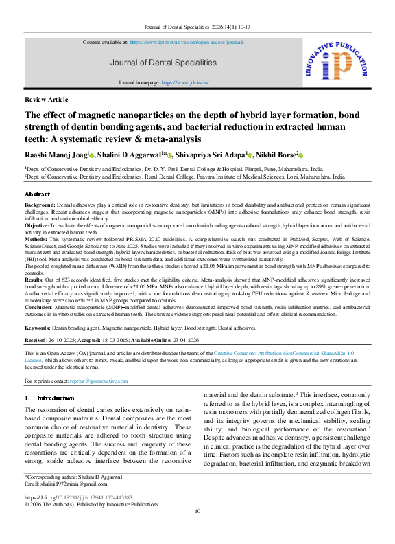 (PDF) The effect of magnetic nanoparticles on the depth of hybrid layer ...