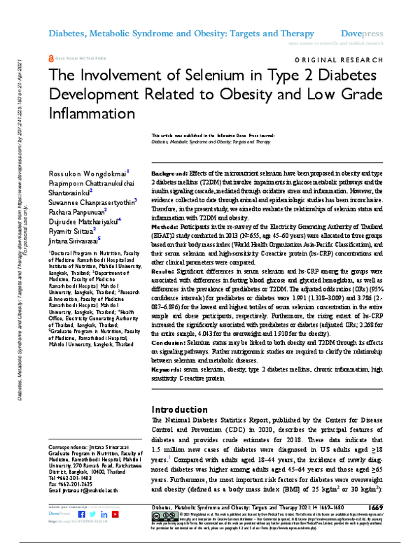 (PDF) The Involvement of Selenium in Type 2 Diabetes Development ...