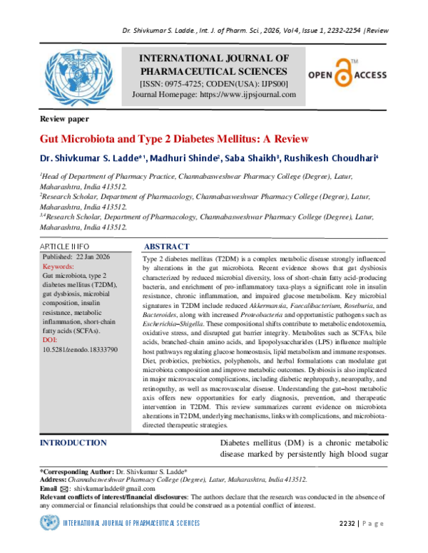 (PDF) Gut Microbiota and Type 2 Diabetes Mellitus: A Review