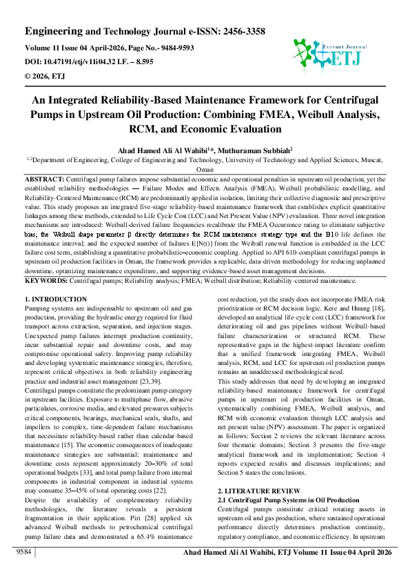 (PDF) An Integrated Reliability-Based Maintenance Framework for ...