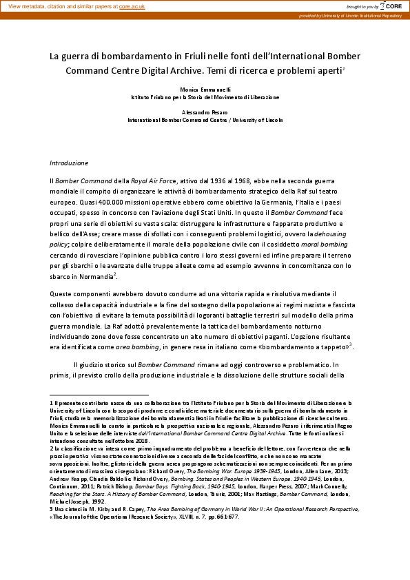 (PDF) La guerra di bombardamento in Friuli nelle fonti dell ...