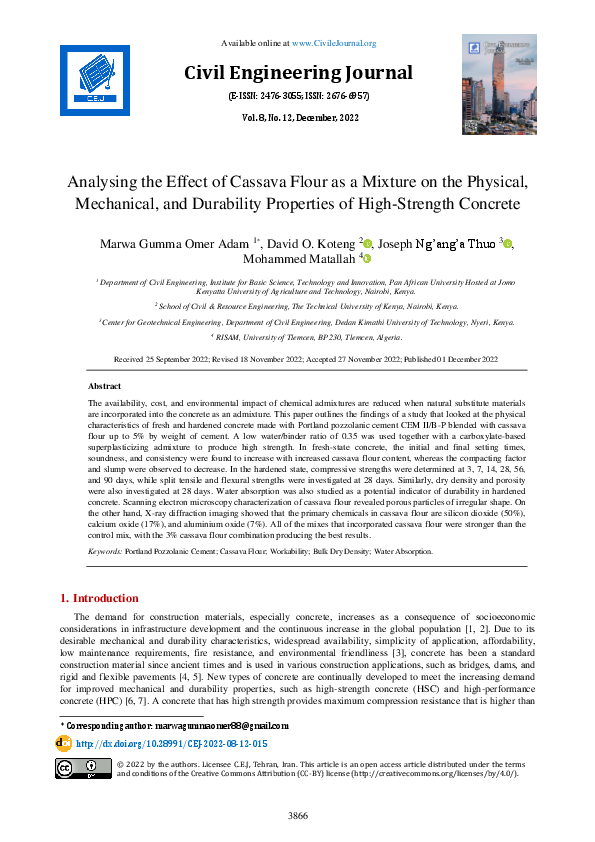 (PDF) Analysing the Effect of Cassava Flour as a Mixture on the ...