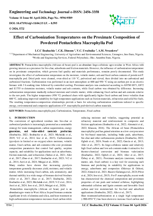 (PDF) Effect of Carbonization Temperatures on the Proximate Composition ...