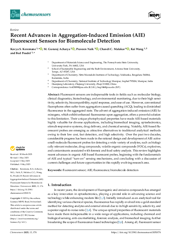 (PDF) Recent Advances in Aggregation-Induced Emission (AIE) Fluorescent ...