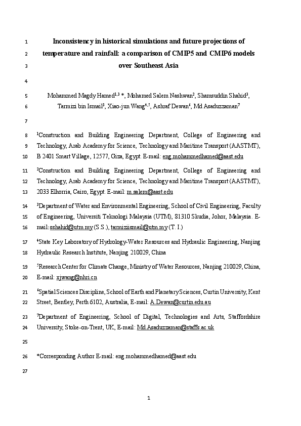(PDF) Inconsistency in historical simulations and future projections of ...