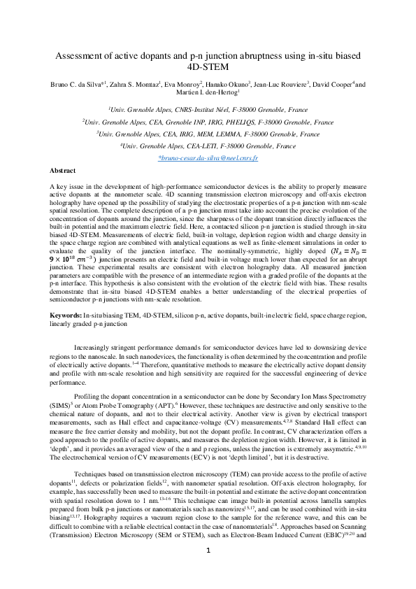 (PDF) Assessment of active dopants and p-n junction abruptness using in ...