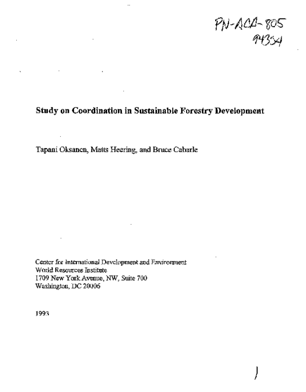 (PDF) A study on coordination in sustainable forestry development ...