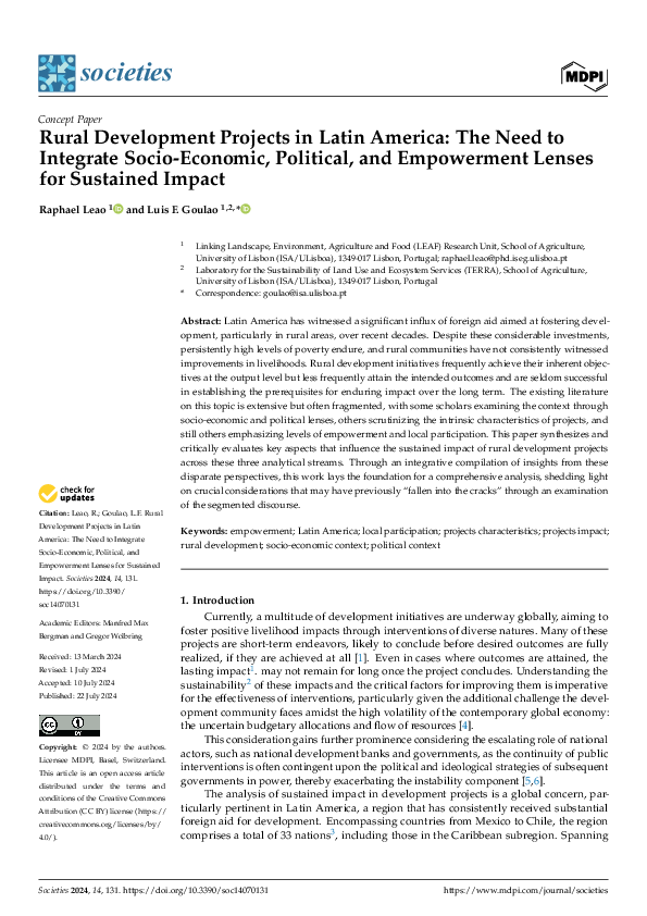 (PDF) Rural Development Projects in Latin America: The Need to ...