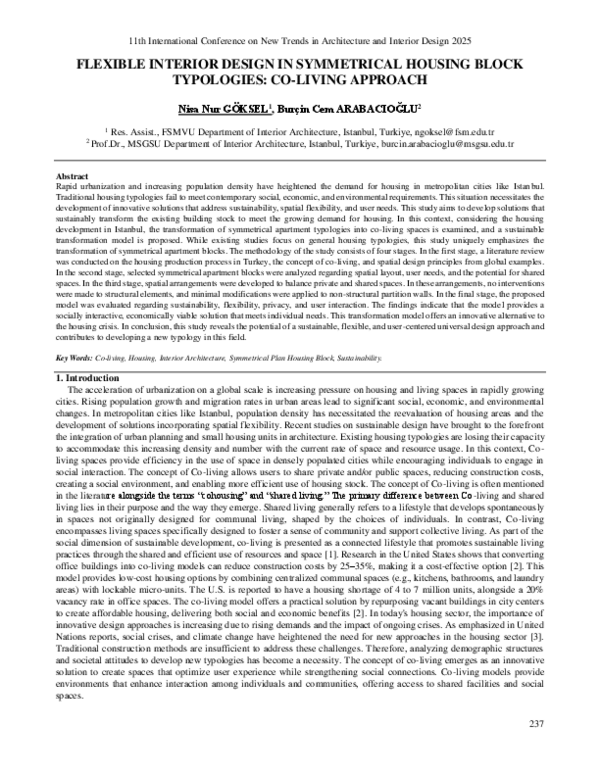 (PDF) FLEXIBLE INTERIOR DESIGN IN SYMMETRICAL HOUSING BLOCK TYPOLOGIES ...