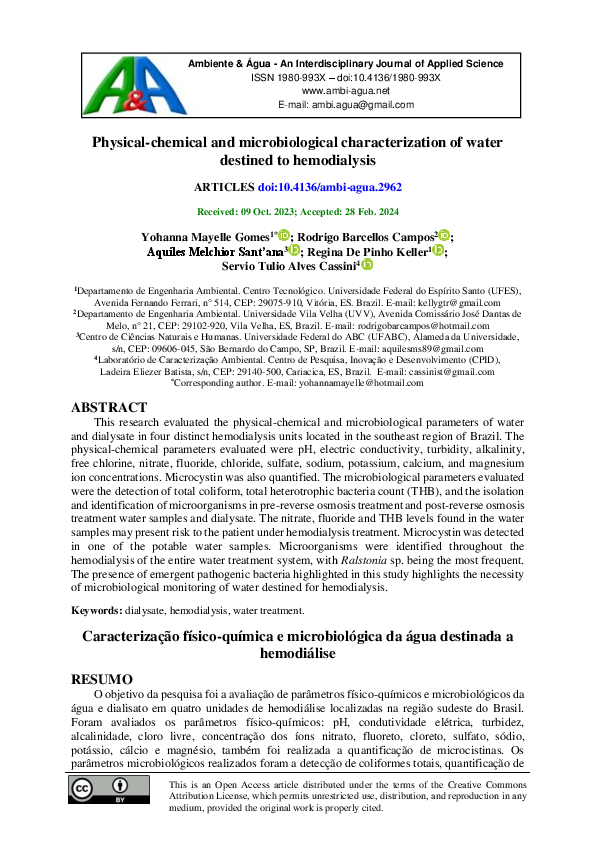 (PDF) Physical-chemical and microbiological characterization of water ...