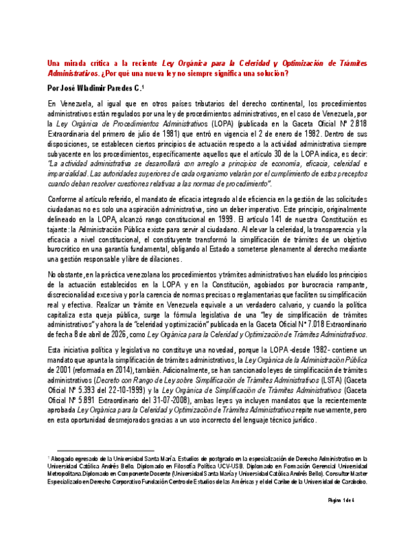 (PDF) Una mirada crítica a la reciente Ley Orgánica para la Celeridad y ...