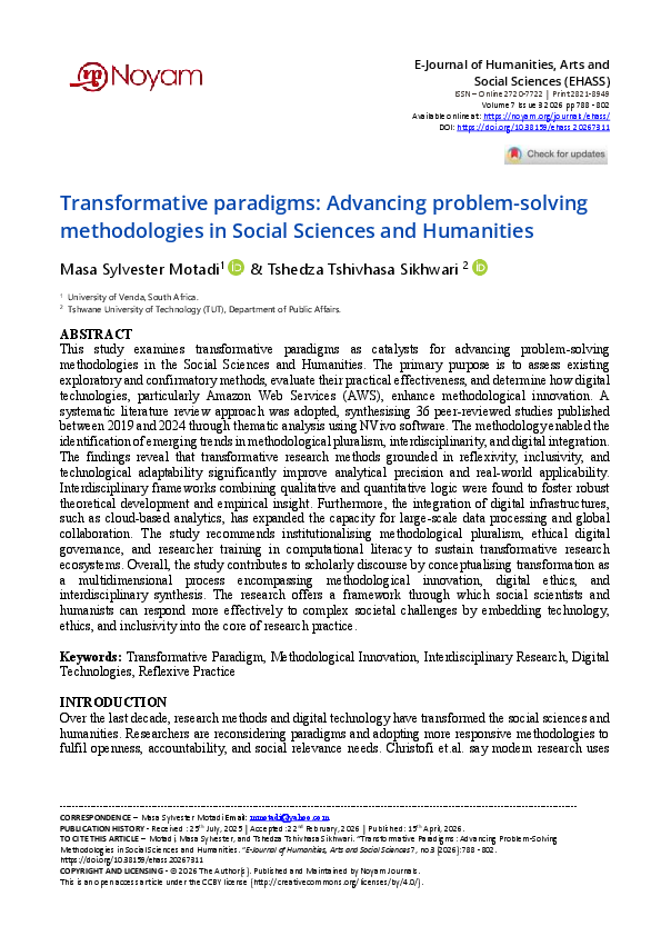 (PDF) Transformative paradigms: Advancing problem-solving methodologies ...