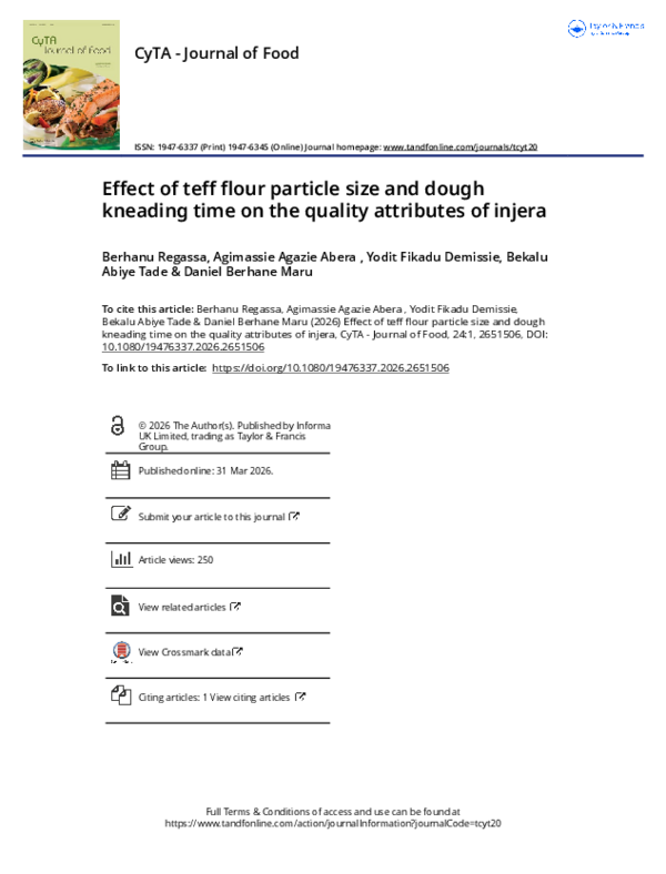 (PDF) Effect of teff flour particle size and dough kneading time on the ...