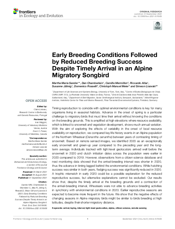 (PDF) Early Breeding Conditions Followed by Reduced Breeding Success ...