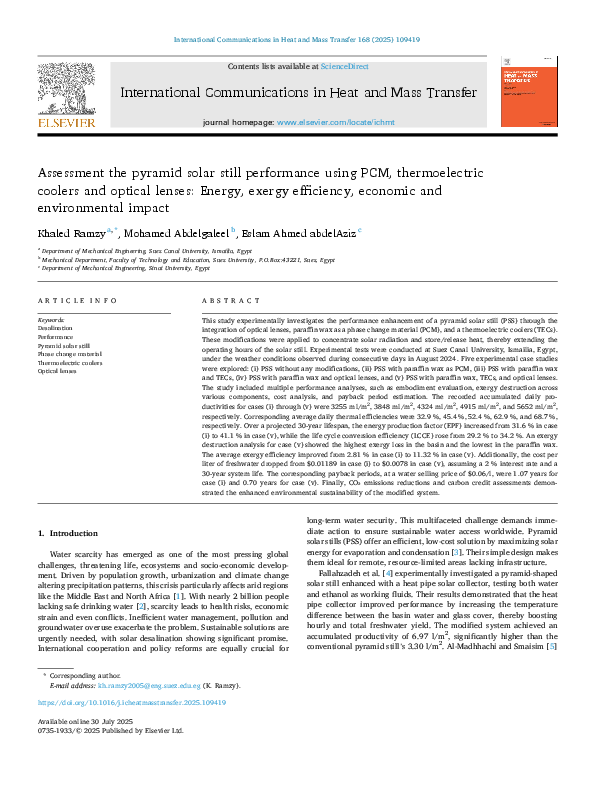 (PDF) Assessment the pyramid solar still performance using PCM ...