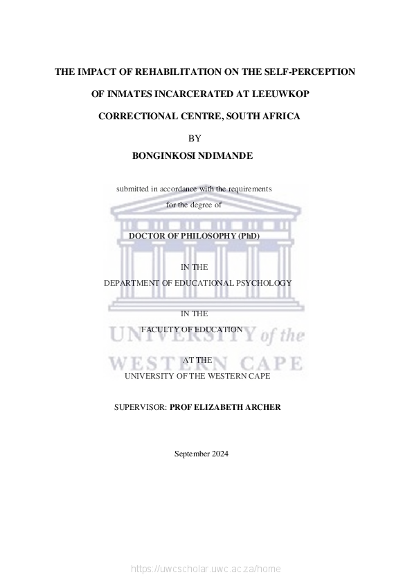 (PDF) THE IMPACT OF REHABILITATION ON THE SELF-PERCEPTION OF INMATES ...