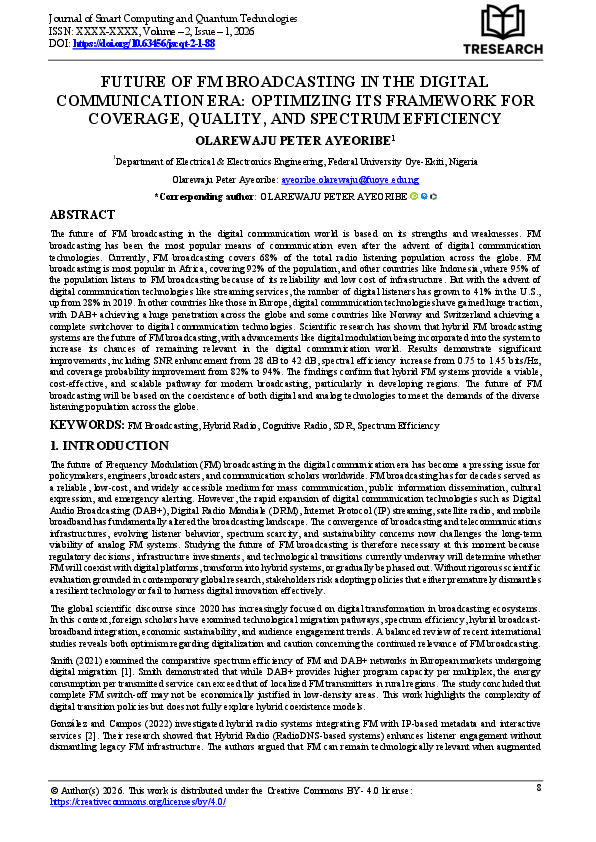 (PDF) FUTURE OF FM BROADCASTING IN THE DIGITAL COMMUNICATION ERA ...