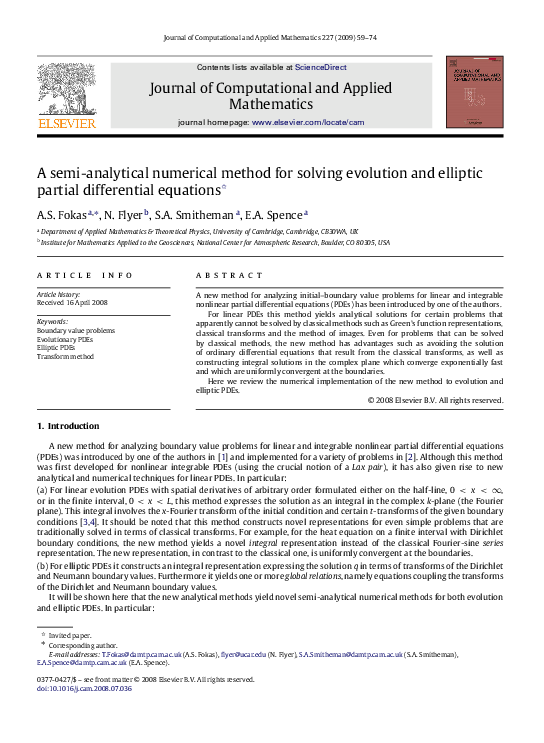 (PDF) A semi-analytical numerical method for solving evolution and ...