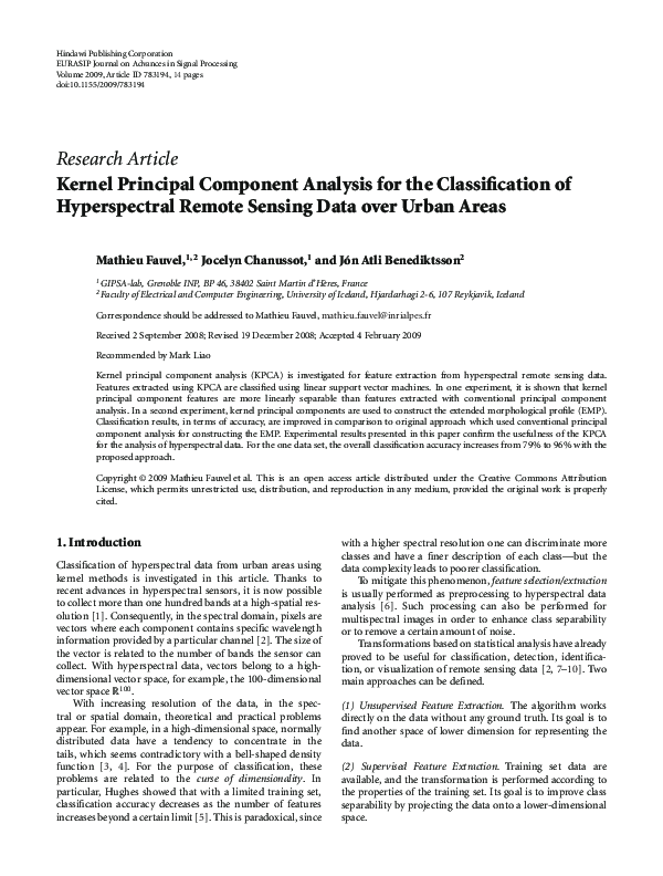 (PDF) Kernel Principal Component Analysis for the Classification of ...