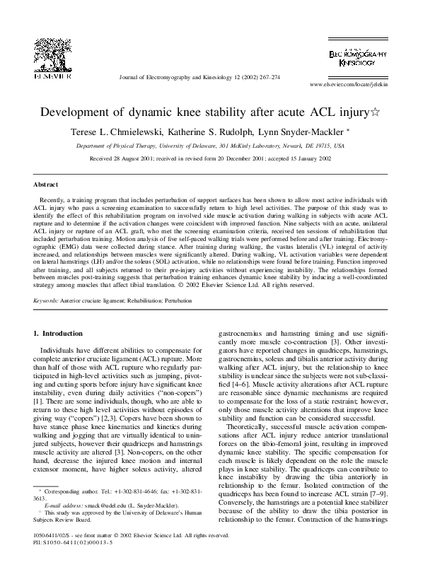 (PDF) Development of dynamic knee stability after acute ACL injury