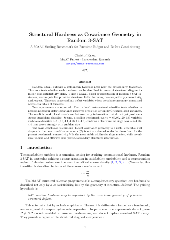 (PDF) Structural Hardness as Covariance Geometry in Random 3-SAT A MAAT ...