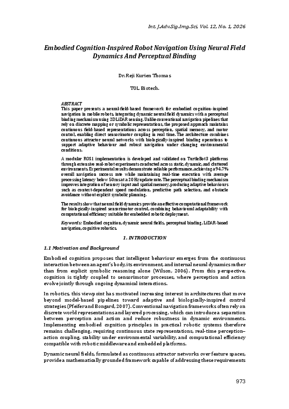 (PDF) Embodied Cognition-Inspired Robot Navigation Using Neural Field ...