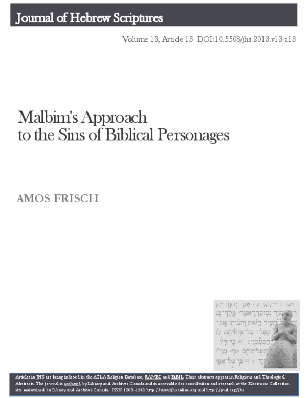 (PDF) Malbim's Approach to the Sins of Biblical Personages