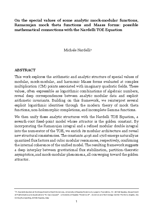 (PDF) On the special values of some analytic mock-modular functions ...