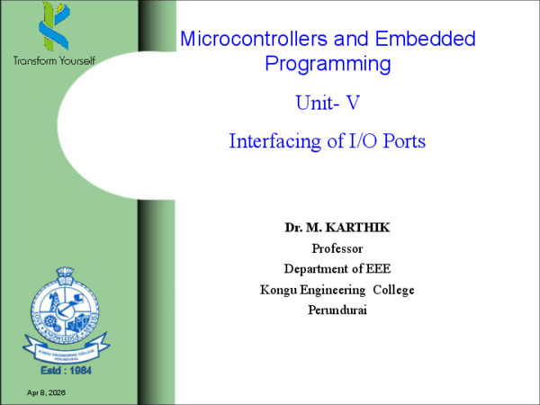 (PDF) 24EET42 - Microcontrollers and Embedded Programming