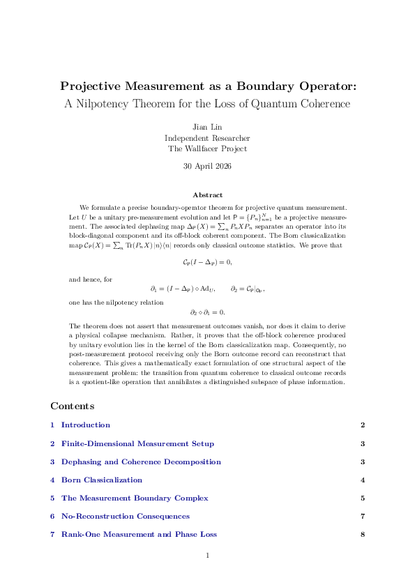 (PDF) Projective Measurement as a Boundary Operator: A Nilpotency ...