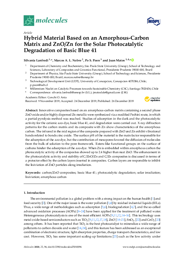 (PDF) Hybrid Material Based on an Amorphous-Carbon Matrix and ZnO/Zn ...