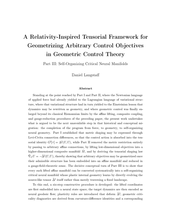 (PDF) A Relativity-Inspired Tensorial Framework for Geometrizing ...