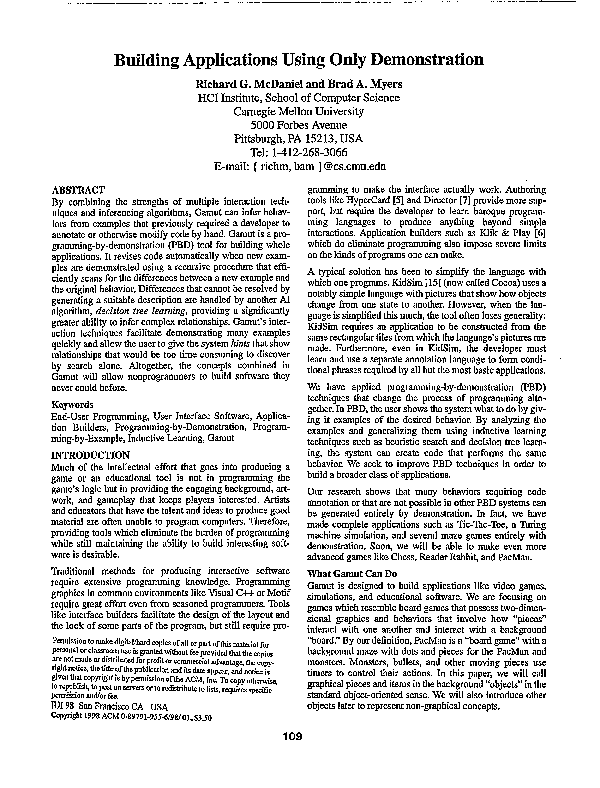 (PDF) Building applications using only demonstration