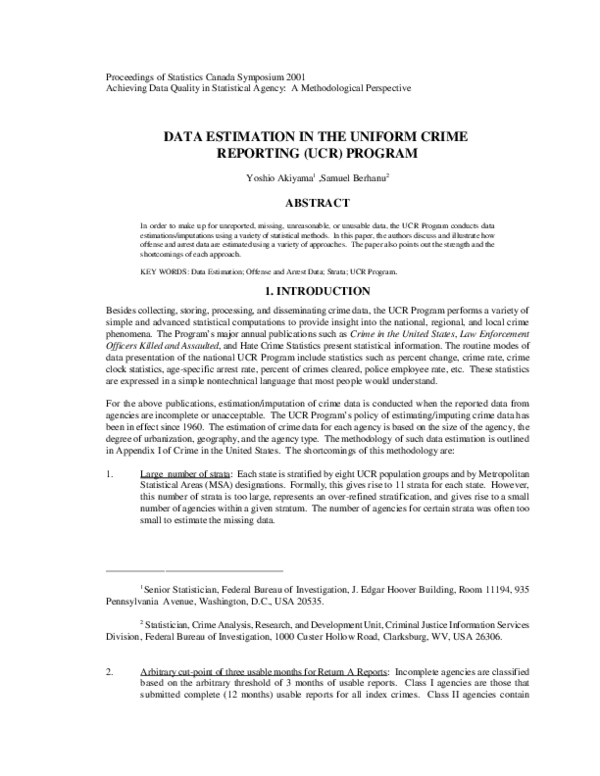 (PDF) Data Estimation in the Uniform Crime Reporting (Ucr) Program