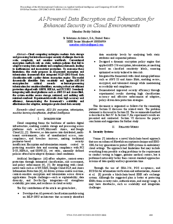 (PDF) AI-Powered Data Encryption and Tokenization for Enhanced Security ...