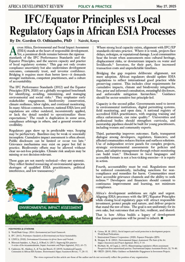 (PDF) IFC:Equator Principles vs Local Regulatory Gaps in African ESIA ...