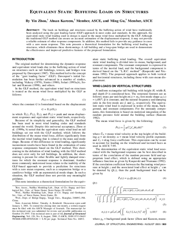 (PDF) Equivalent Static Buffeting Loads on Structures