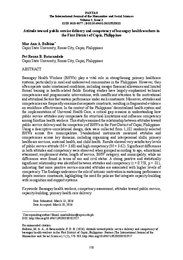 (PDF) Attitude toward public service delivery and competency of ...