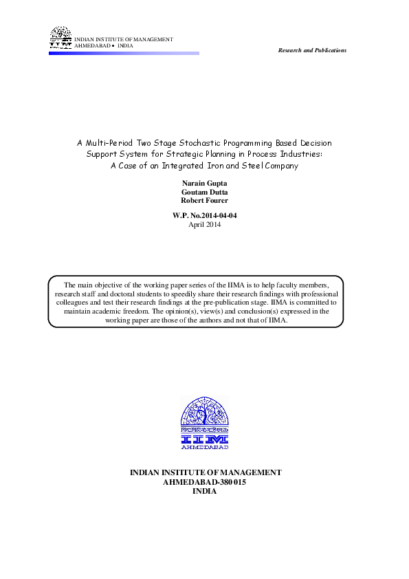 (PDF) A Multi-Period Two Stage Stochastic Programming Based Decision ...