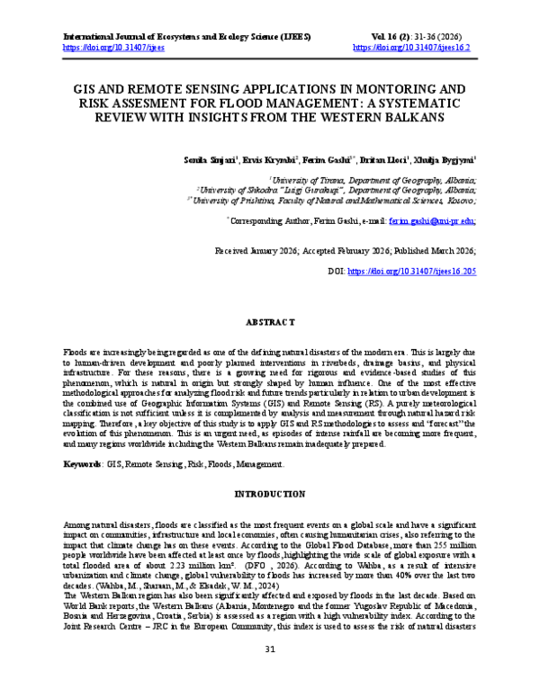 (PDF) GIS AND REMOTE SENSING APPLICATIONS IN MONTORING AND RISK ...