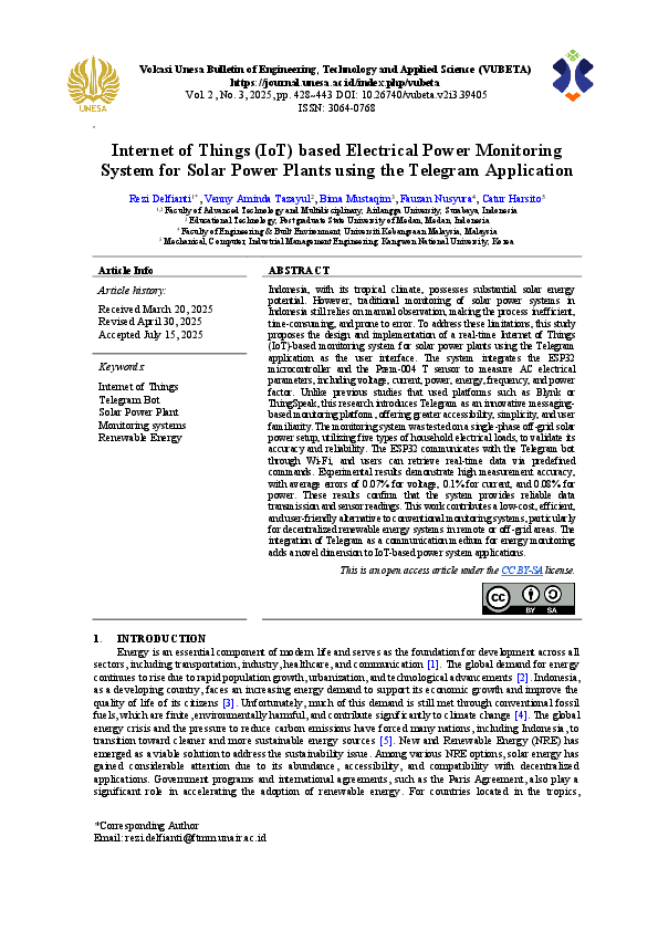 (PDF) Internet of Things (IoT) based Electrical Power Monitoring System ...