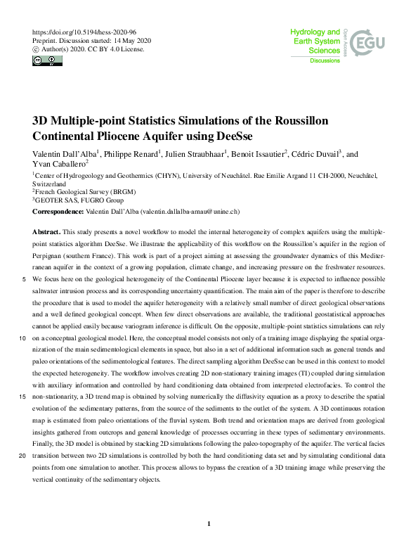 (PDF) 3D Multiple-point Statistics Simulations of the Roussillon ...