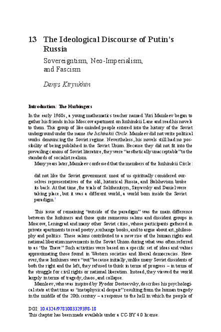 (PDF) The Ideological Discourse of Putin's Russia: Sovereigntism, Neo ...