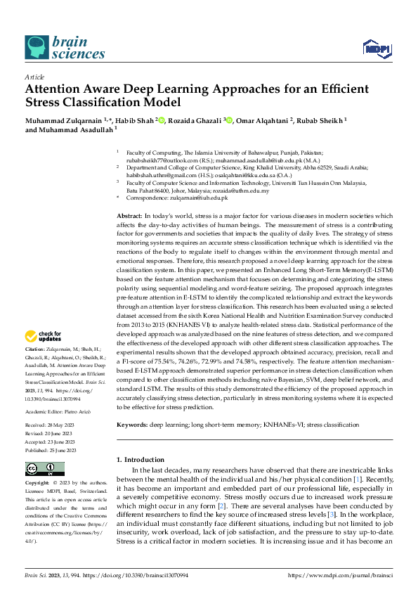 (PDF) Attention Aware Deep Learning Approaches for an Efficient Stress ...