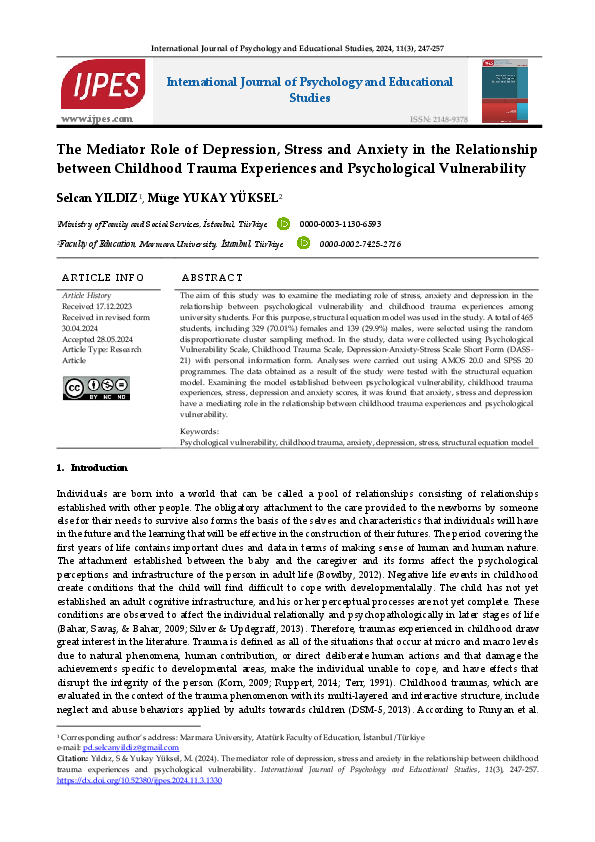 (PDF) The Mediator Role of Depression, Stress and Anxiety in the ...
